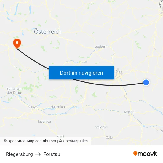 Riegersburg to Forstau map