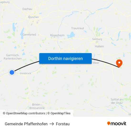 Gemeinde Pfaffenhofen to Forstau map