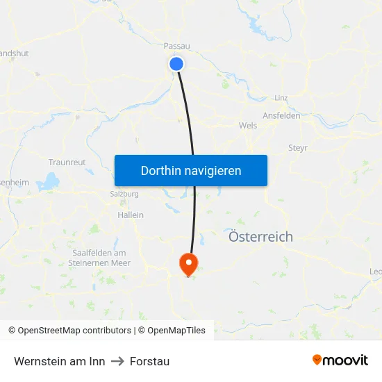 Wernstein am Inn to Forstau map