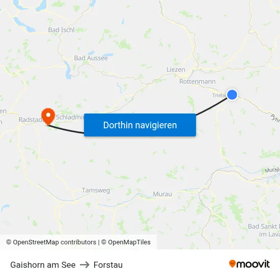Gaishorn am See to Forstau map