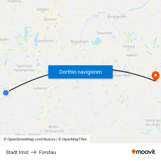 Stadt Imst to Forstau map