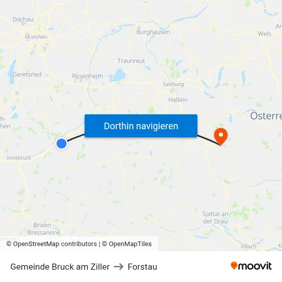 Gemeinde Bruck am Ziller to Forstau map