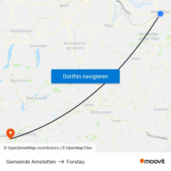Gemeinde Amstetten to Forstau map