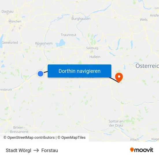 Stadt Wörgl to Forstau map