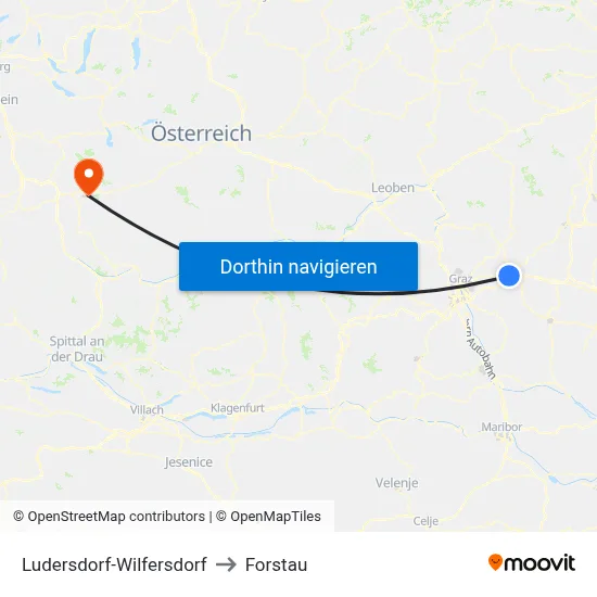 Ludersdorf-Wilfersdorf to Forstau map