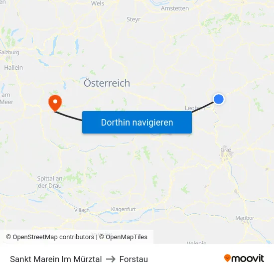 Sankt Marein Im Mürztal to Forstau map