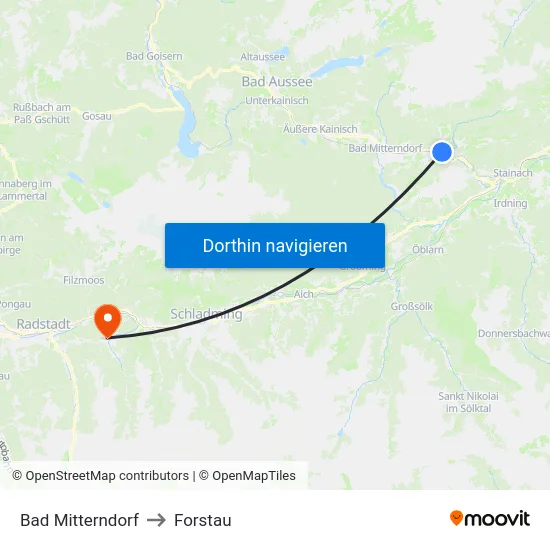 Bad Mitterndorf to Forstau map