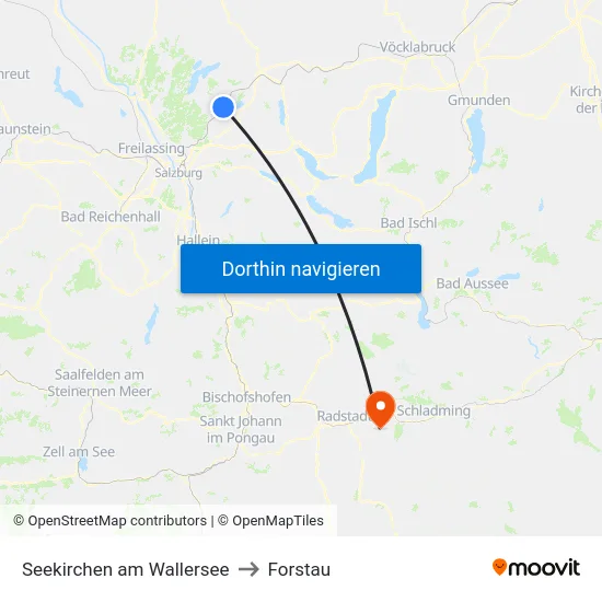 Seekirchen am Wallersee to Forstau map