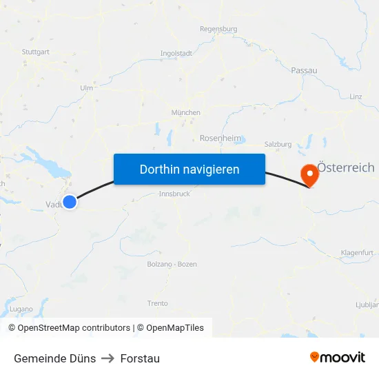 Gemeinde Düns to Forstau map
