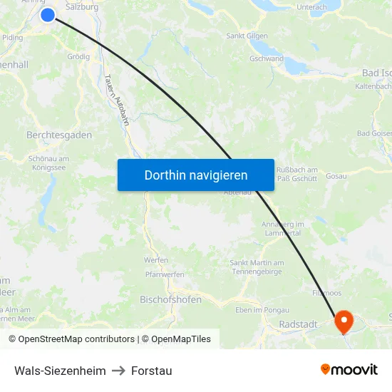 Wals-Siezenheim to Forstau map