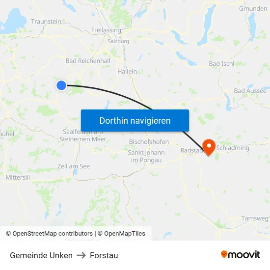 Gemeinde Unken to Forstau map