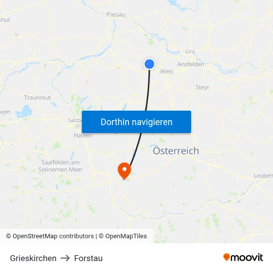 Grieskirchen to Forstau map