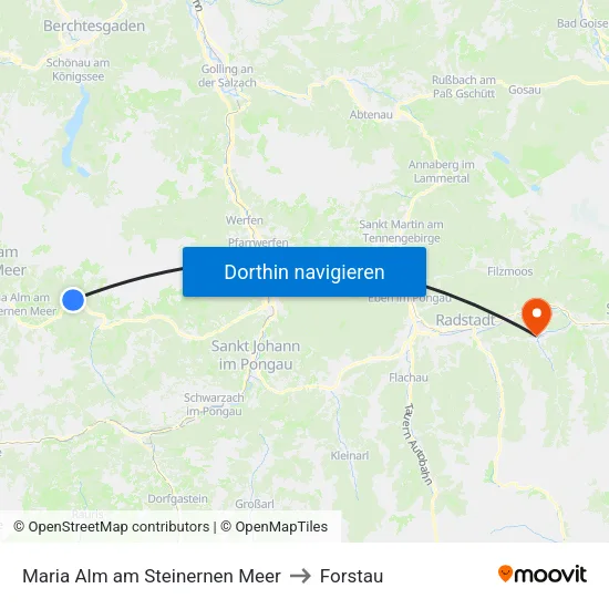 Maria Alm am Steinernen Meer to Forstau map