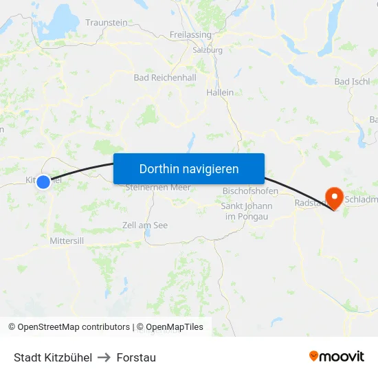 Stadt Kitzbühel to Forstau map