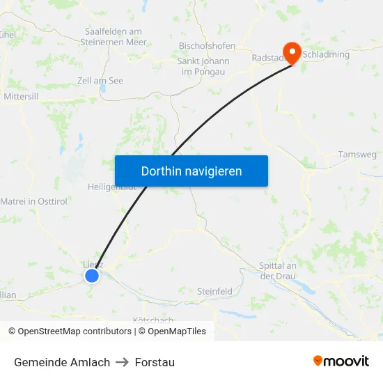 Gemeinde Amlach to Forstau map
