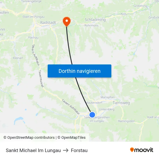Sankt Michael Im Lungau to Forstau map