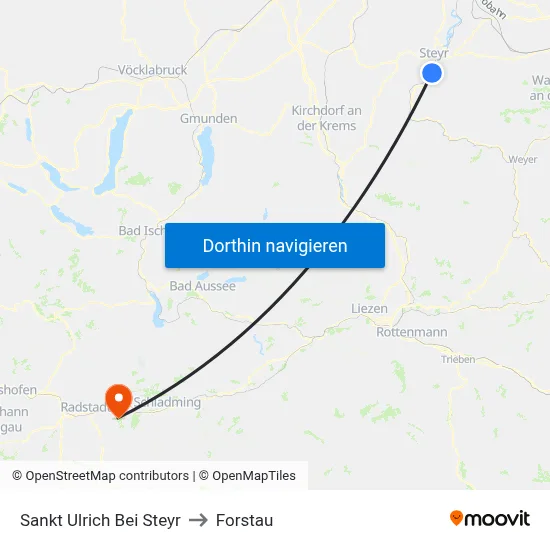 Sankt Ulrich Bei Steyr to Forstau map