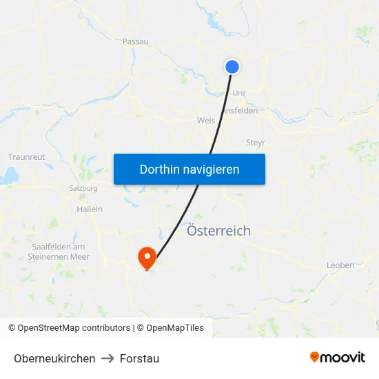 Oberneukirchen to Forstau map