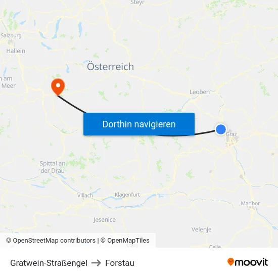 Gratwein-Straßengel to Forstau map