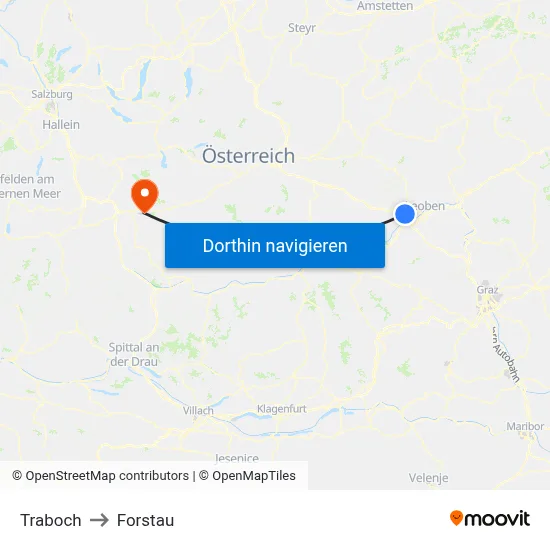 Traboch to Forstau map