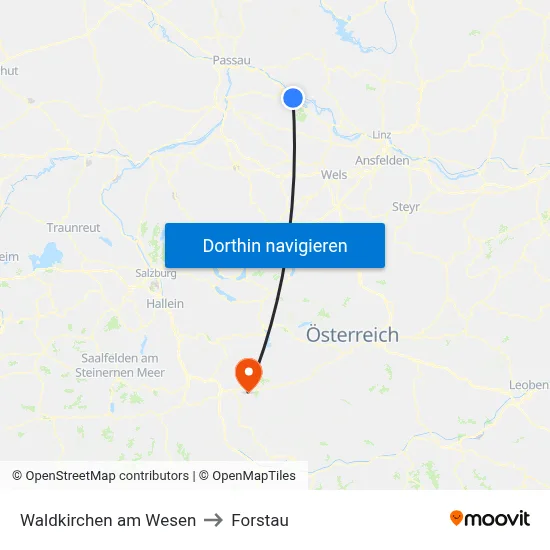 Waldkirchen am Wesen to Forstau map