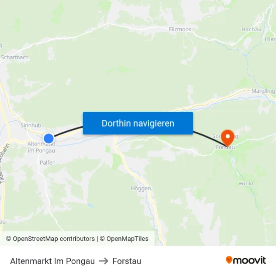 Altenmarkt Im Pongau to Forstau map