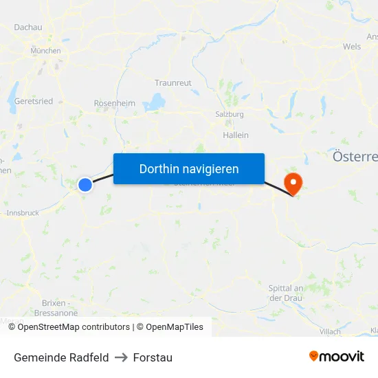 Gemeinde Radfeld to Forstau map