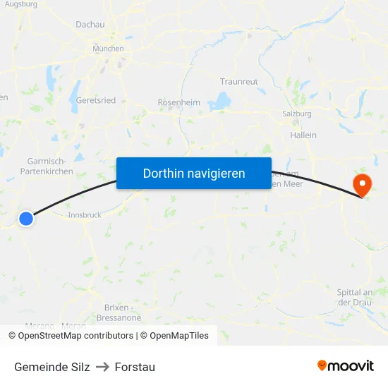 Gemeinde Silz to Forstau map
