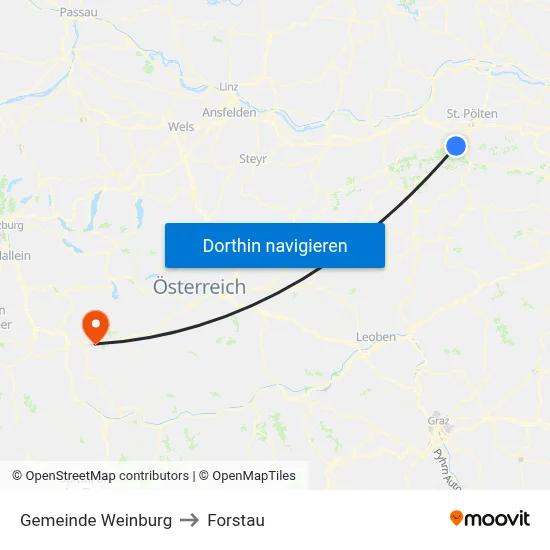 Gemeinde Weinburg to Forstau map