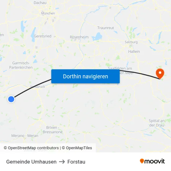 Gemeinde Umhausen to Forstau map