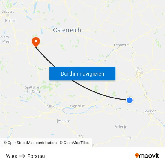 Wies to Forstau map