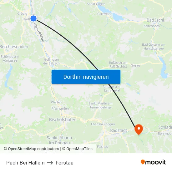 Puch Bei Hallein to Forstau map
