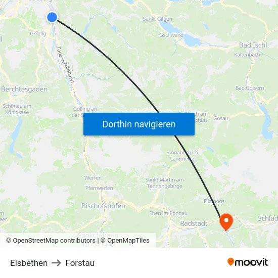 Elsbethen to Forstau map