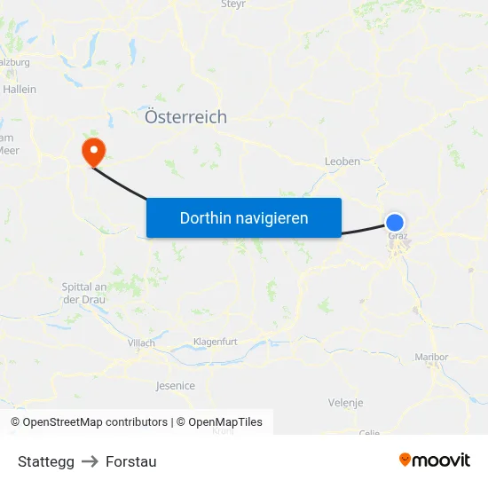 Stattegg to Forstau map