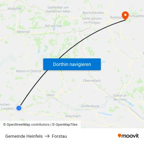 Gemeinde Heinfels to Forstau map