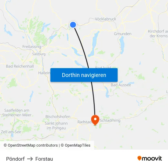 Pöndorf to Forstau map