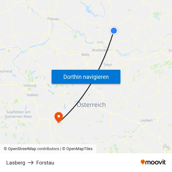 Lasberg to Forstau map