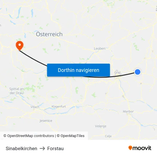 Sinabelkirchen to Forstau map