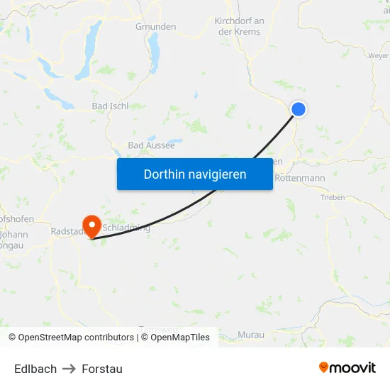 Edlbach to Forstau map