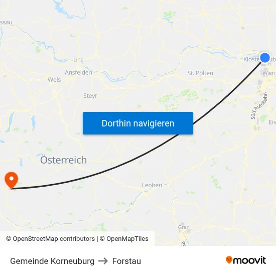 Gemeinde Korneuburg to Forstau map