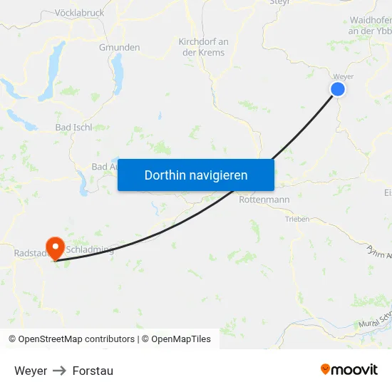 Weyer to Forstau map
