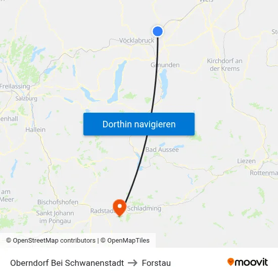 Oberndorf Bei Schwanenstadt to Forstau map