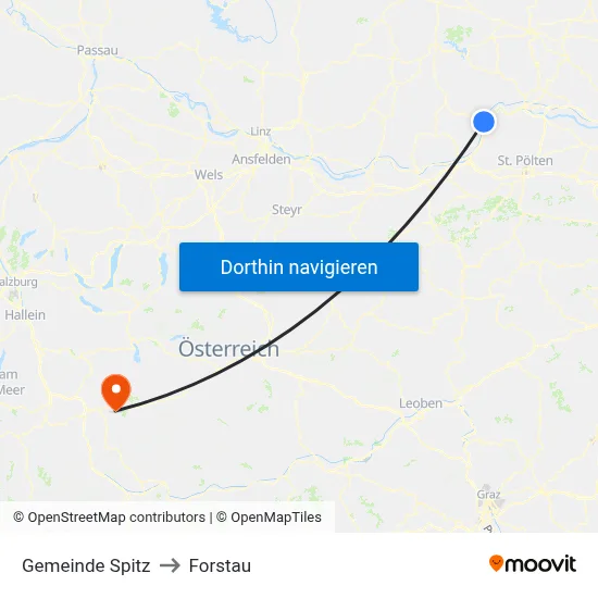 Gemeinde Spitz to Forstau map