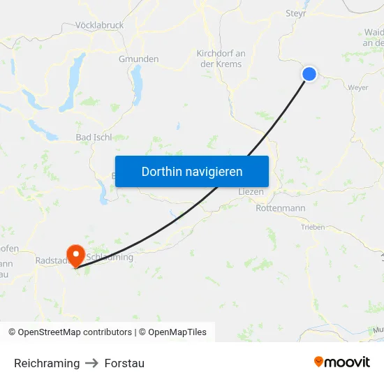 Reichraming to Forstau map