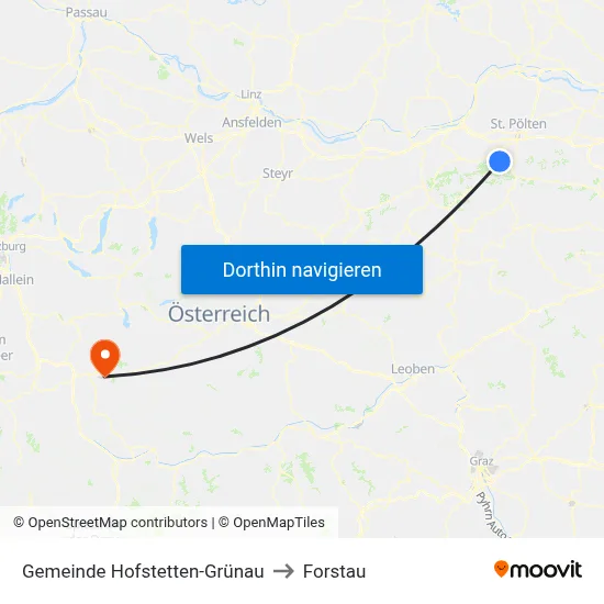 Gemeinde Hofstetten-Grünau to Forstau map
