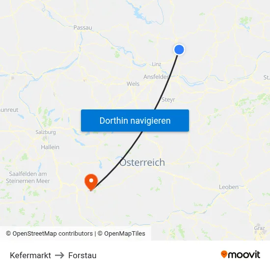 Kefermarkt to Forstau map