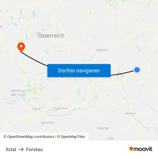 Ilztal to Forstau map