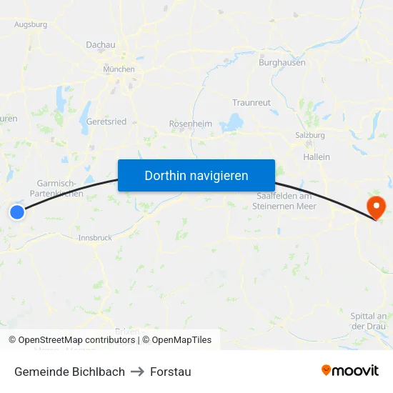 Gemeinde Bichlbach to Forstau map