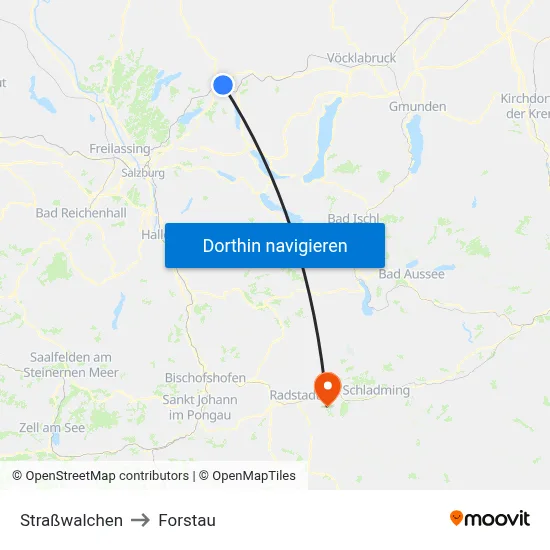 Straßwalchen to Forstau map
