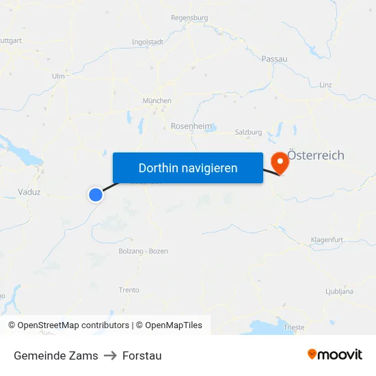 Gemeinde Zams to Forstau map